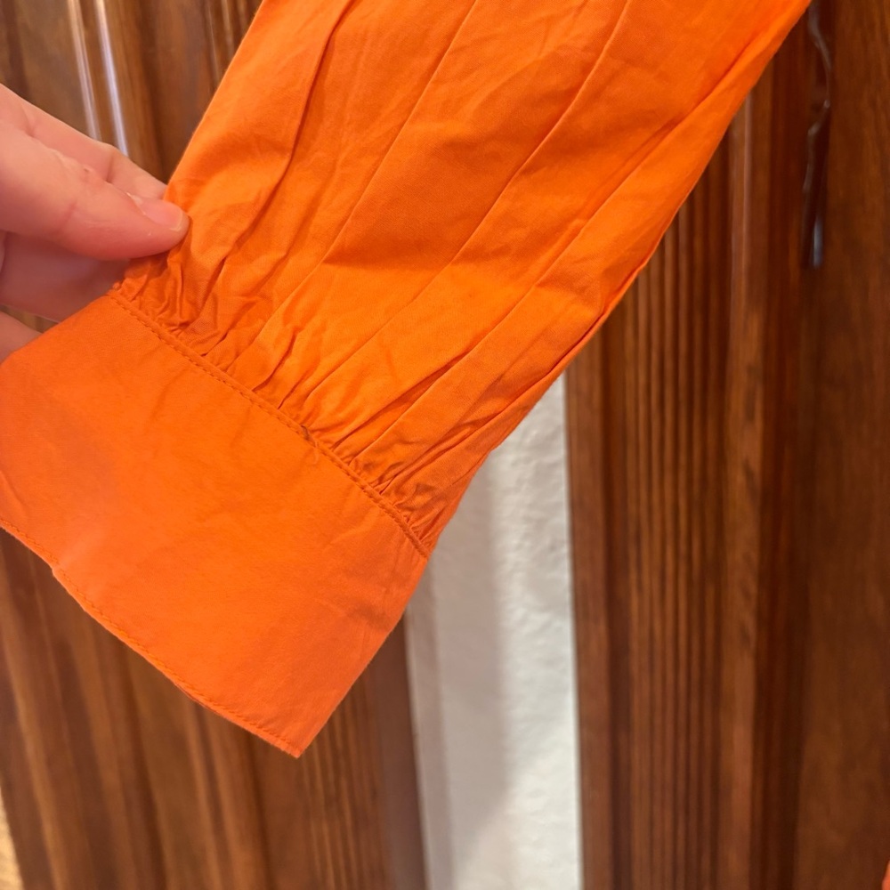 Caryn Lawn NWT $182 Cotton Pleated Drop Waist Dress OSFM Pockets Burnt Orange - Picture 6 of 9